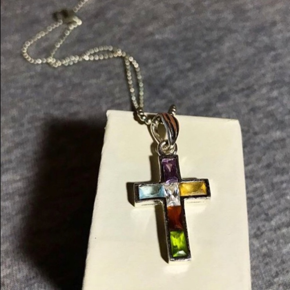 multicolored cross necklace